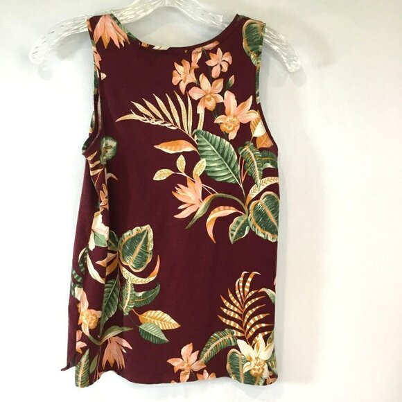 Old Navy Everywear Tank Top Sleeveless in Tropical Burgundy Floral Women's Sz XS - Picture 6 of 9